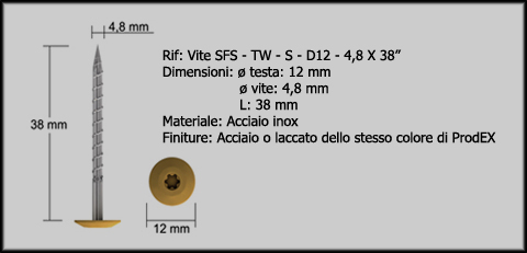 Viterie profilo metallico dettaglio